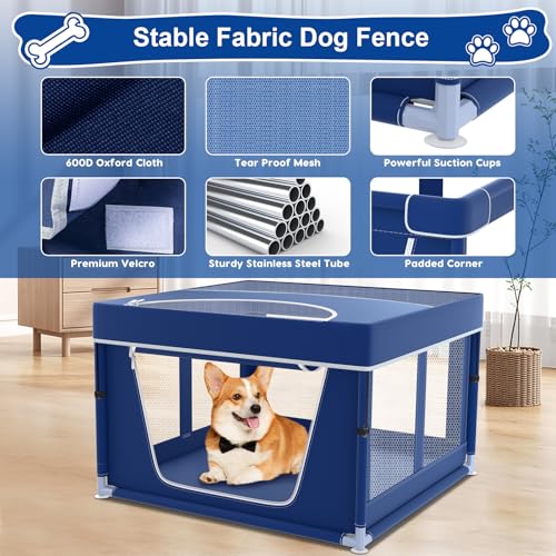 XVISHX Cercadinho para cachorros de 42 x 42 x 26 polegadas com tampa superior, cercadinho para cacho