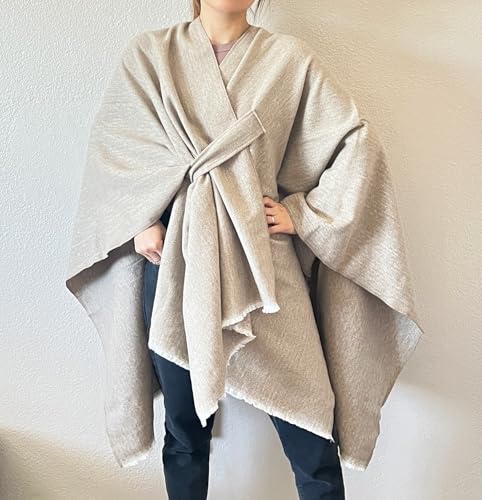 stylesilove Women Elegant Solid Color Fringe Poncho Open Front Shawl Cape Ultra Warm Wrap for Autumn Winter Season4