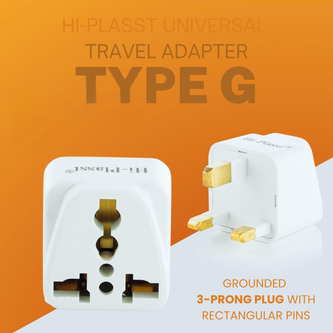 Hi-Plasst (Pack of 5) India to UK Type G Travel Adapter Plug - Universal Converter for UAE, Dubai, Singapore, Hong Kong, Ireland - UK Pin Adapter for Indian Plugs, Compatible with Phone, Laptop — Amazon image 5