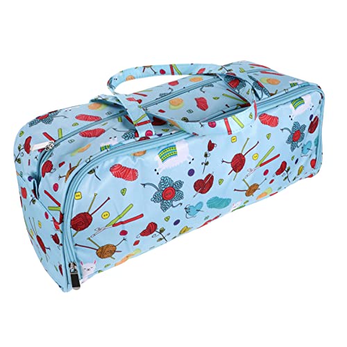bolsa de almacenamiento de lana organizador de almacenamiento de hilo bolso tejido bolsa para labores de tejer bolsa de tejer bolso aire libre bolso de hombro tela oxford Blue TEHAUX