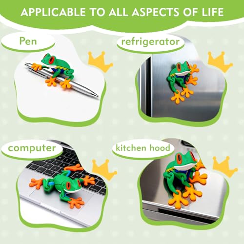 Imán decorativo 3D rana articulada grande azul y verde miniatura 6
