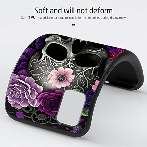 Image of for Alcatel TCL 30Z T602DL Phone Case, Soft TPU Slim Fit TCL 30Z for Women Girls, Anti Scratch Non-Slip Protective Shockproof Rubber Cover for Alcatel TCL 30Z, Purple Skull