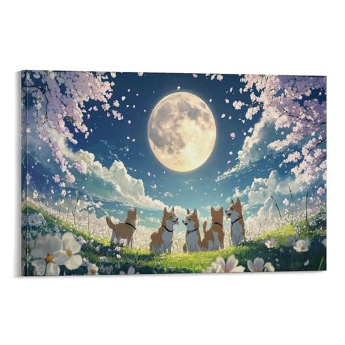 Toile Shiba Inu encadrée avec finitions premium pour une décoration murale haut de gamme