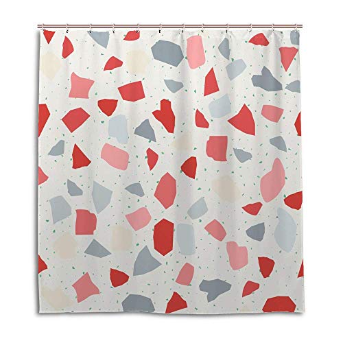Rideau de douche en polyester de qualité supérieure motif Terrazzo avec œillets renforcés