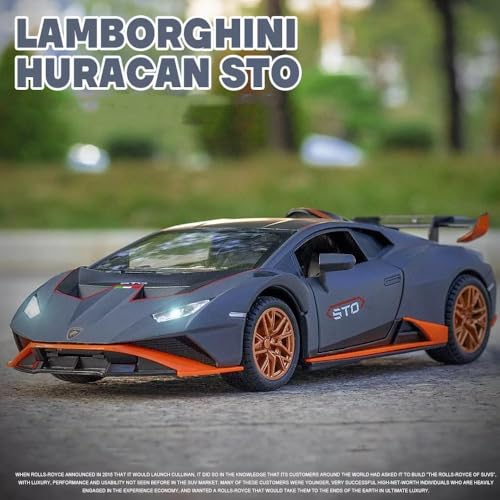 Image of VARIYA ENTERPRISE Exclusive Alloy Metal Pull Back Die-Cast Car Diecast Metal Pullback Toy Car with Openable 6 Doors,Light Music Boys Gifts Toys (1:24 Lamborghini Huracane STO-Multicolor)