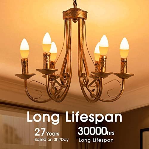 SES/E14 LED Candle Bulbs, 5W E14 Small Screw LED Candle Light Bulbs Warm White 3000K, Energy Saving E14 LED Light Bulbs Screw in, Not-Dimmable for Chandeliers, Wall Lamps, Ceiling Fixtures, 6Pack