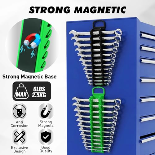 Image of 20-Piece Magnetic Tool Organizer Set, 1 /4 inch, 3 /8 inch, 1 /2 inch SAE & Metric Socket Organizers, 2 Large Wrench Holders, 24-Slot Wrench Rails, Plier and Screwdriver Wall Mount Storage