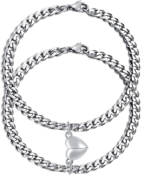 MEENAZ bracelet for girls Couple boys boyfriend girlfriend propose proposal Heart Magnetic Stainless Steel Bracelets Chain for Men Women Valentine's Day couple gifts lovers Gifts couples friendship