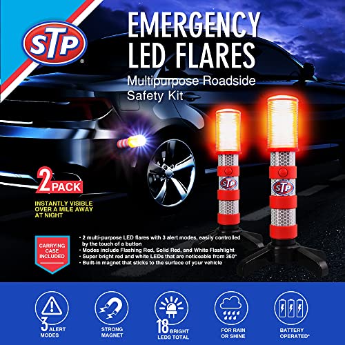 XTREME STP Emergency LED Road Flares, 3 Separate Lighting Modes: Flashing Red, Solid Red and White Flashlight, Visible From Up To A Mile, Foldable Stands/Built-In Magnet Sticks To Car - Image 3