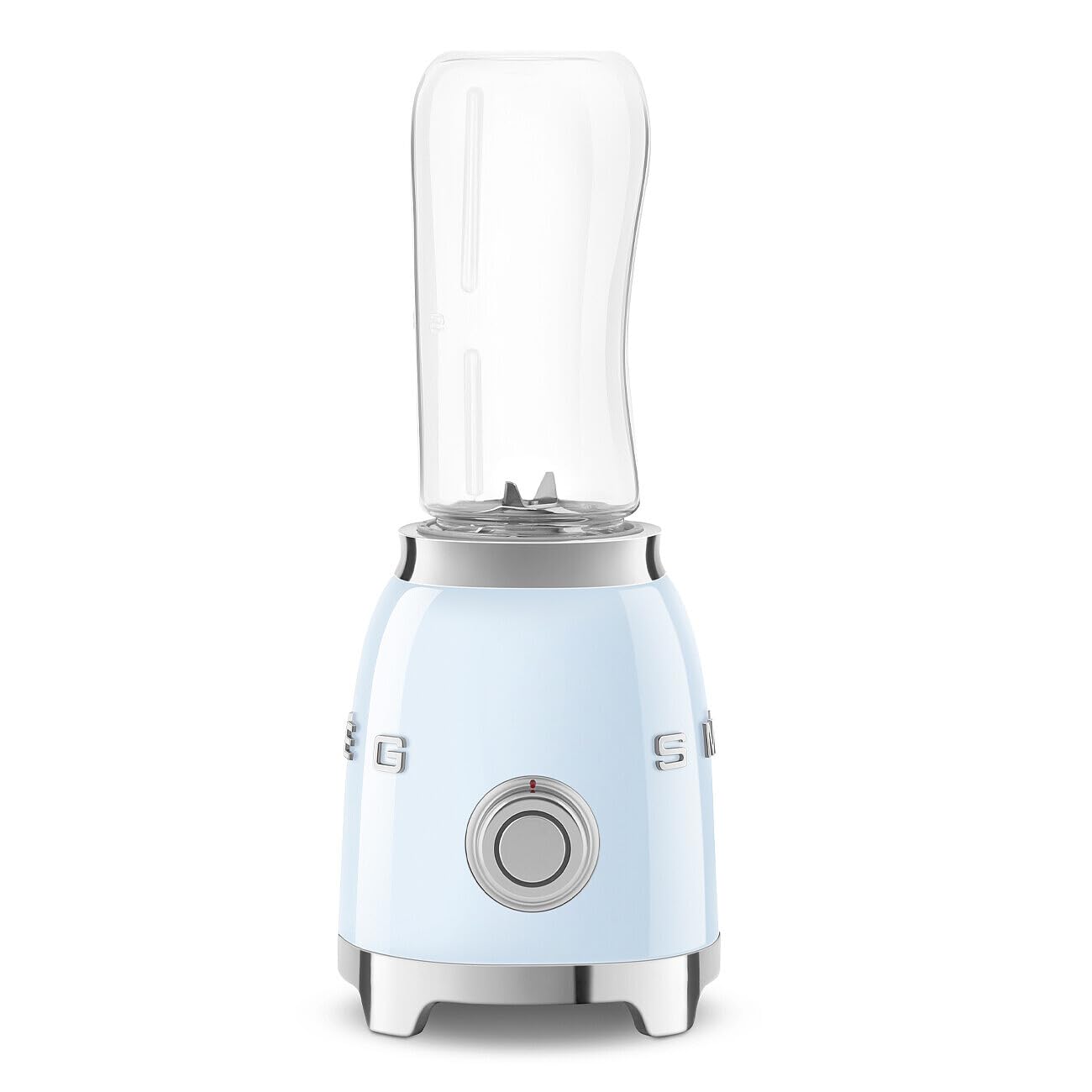Smeg, Mini-Blender PBF00PBEU, 2 Niveaux de Vitesse, Blocage Moteur de Sécurité, 1 Bouteille de 600 ml Fournie, Base Antidérapante, Range cordon Intégré, 300W, Bleu Clair Pastel