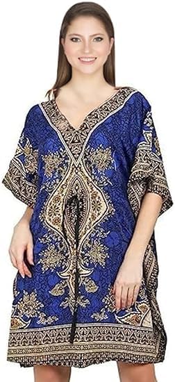 cigain Women's and Girl's Summer Lightweight Viscose Short Nighty Maxi Kaftan for Sleepwear/Nightwear/Beach Wear-picture-26