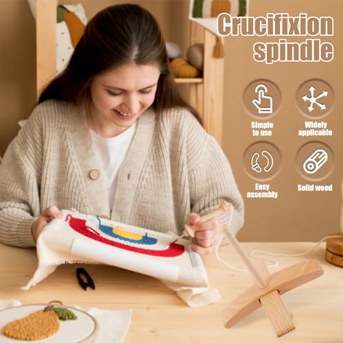 Guniata Fallspindel,Türkische Fallspindel aus Buchenholz,Abnehmbare Handspindel Holz,für Garn,Weben,Wolle,Handarbeit,Häkeln(A)
