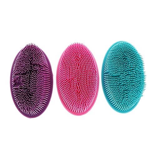 NOLITOY 3 Piezas Cepillo de baño de silicona manejar esponjas cepillado fregar cuerpo depurador de baño piel de baño de bebé herramientas de lavado de baño cepillo de masaje gel de sílice