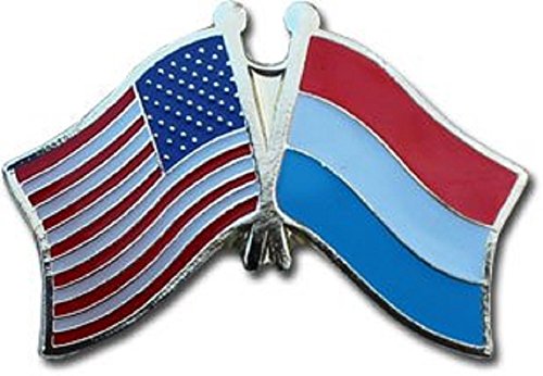 AES USA American & Luxembourg Country Flag Bike Hat Cap Lapel Pin