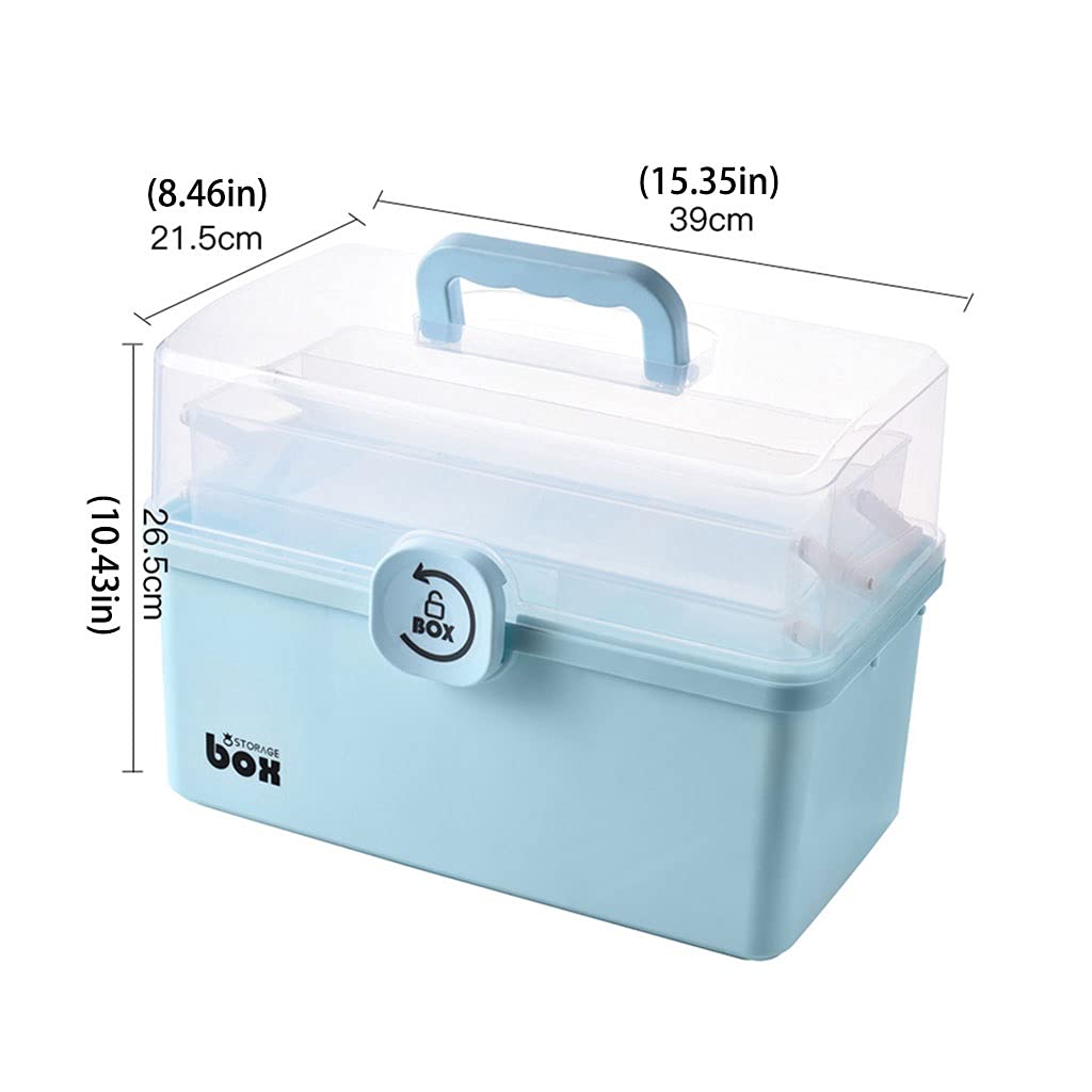 Erste Hilfe Set Erste-Hilfe-Kit Kunststoff-Medizin-Box-Haushalt Großkapazität Mehrschicht-Aufbewahrungsbox Tragbare Erste-Hilfe-Medizin-Aufbewahrungsbox Verbandskasten ( Color : Blue , Size : S-l )