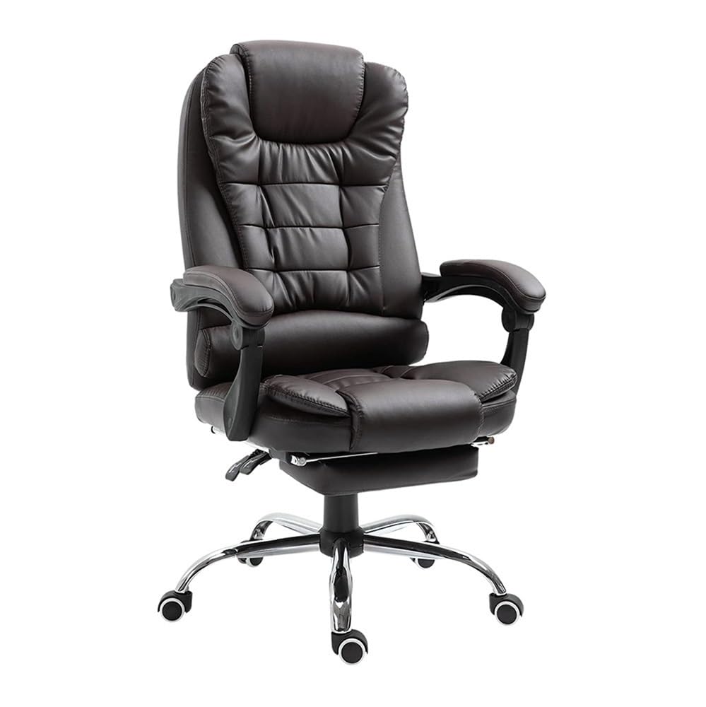 HTTGDGDH Executive High Back Office Chair - Pu Leather Adjustable Height 360° Swivel Retractable Footrest Lumbar Support For Ultimate Comfort & Productivity - Ergonomic Design,