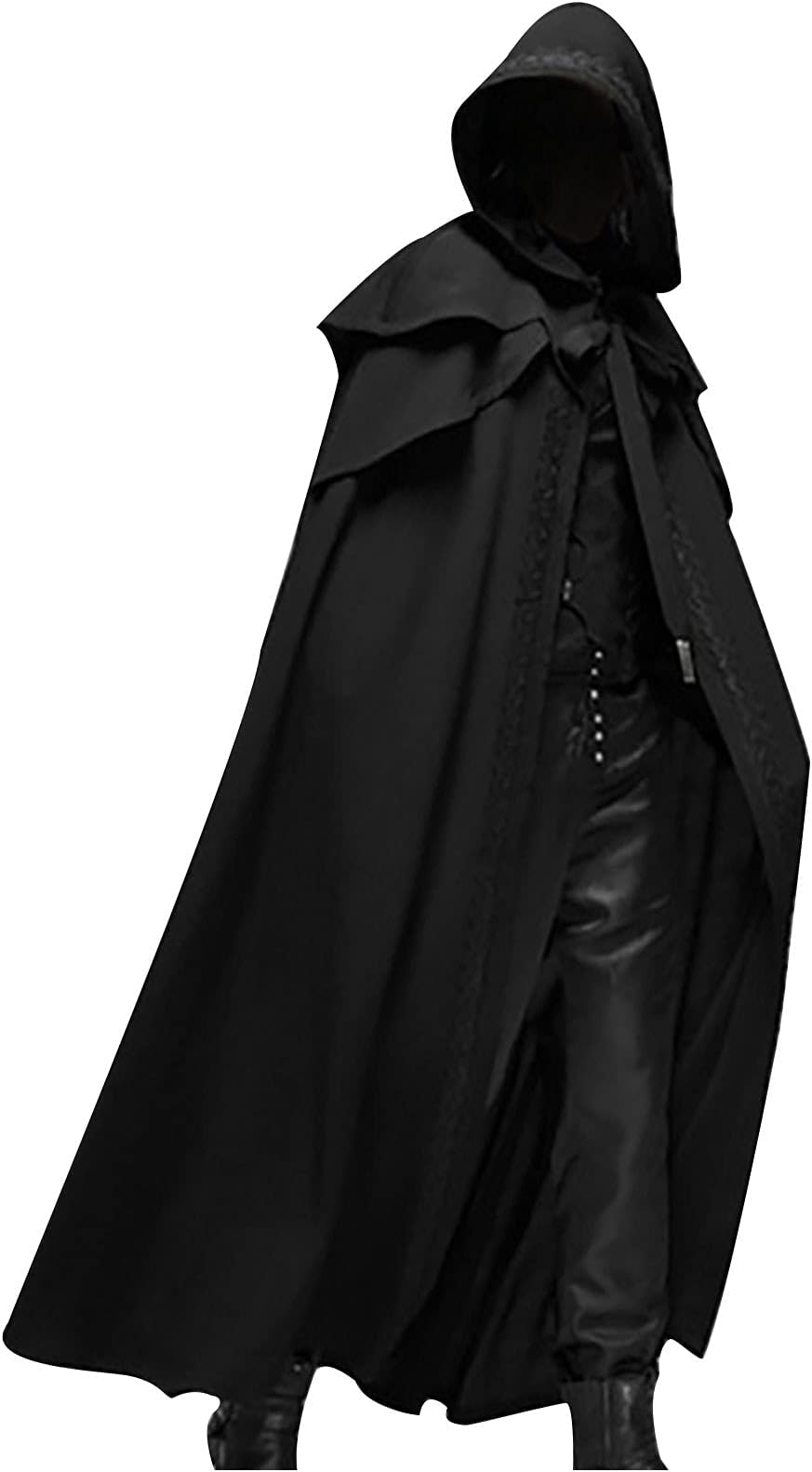 FunAloe Halloween Hooded Cape Women Full Length Women Cloak with Hood Solid Color Cosplay Women Gothic Cape Party Vintage Stage Program Mens Medieval Cloak Drawstring Frozen Facy Dress Costume
