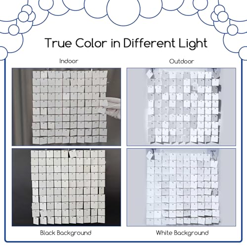 Image of COKAOBE Matte White Sequin Wall Backdrop, 24PCS Square Sequin Shimmer Backdrop Panel, Photo Backdrops for Birthday, Anniversary, Wedding, Graduation & Bachelorette Party Decoration