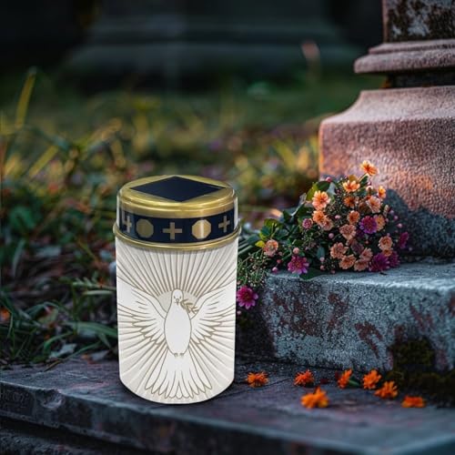 Image of Solar Lights Outdoor Waterproof Pigeon Print Cemetery Garden Lights for Grave Flameless Lamp Candles for Outdoor Decoration