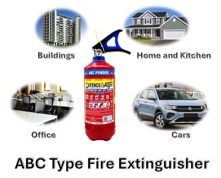 Image of ABC Powder Type 2 Kg Fire Extinguisher (Red) | ISI Certified | Suitable for Home, Office, Car, Kitchen, Shops & Industrial Use