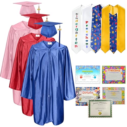 Image of GradPlaza Shiny Preschool Graduation Cap and Gown for Kids 2026 Tassel kindergarten graduation cap and gown