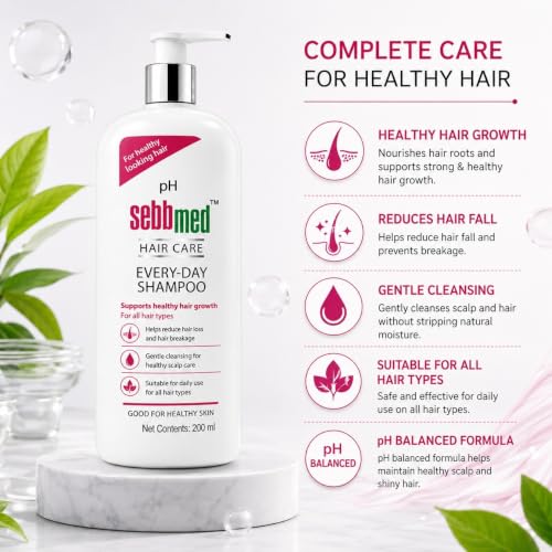 Image of Sebbmed Everyday Shampoo | Moisturizing Formula for Normal to Dry Hair | Extra Mild Gentle Cleansing with Moisture & Volume | Daily Use for Men & Women | Soft Smooth Looking Hair