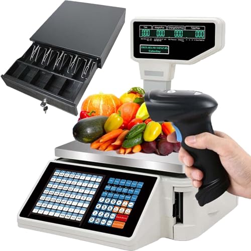 Báscula digital con impresora térmica y doble display 30kg