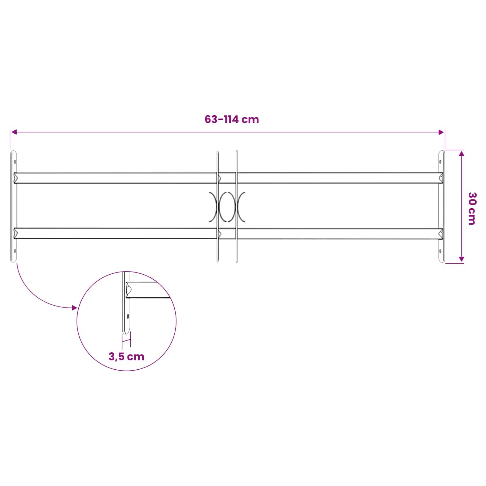 Rejilla de seguridad para ventanas de acero galvanizado con 2 barras transversales ajustables 63-114 cm, 3 unidades para protección antirrobo, exterior, montaje en plástico, madera, marco de