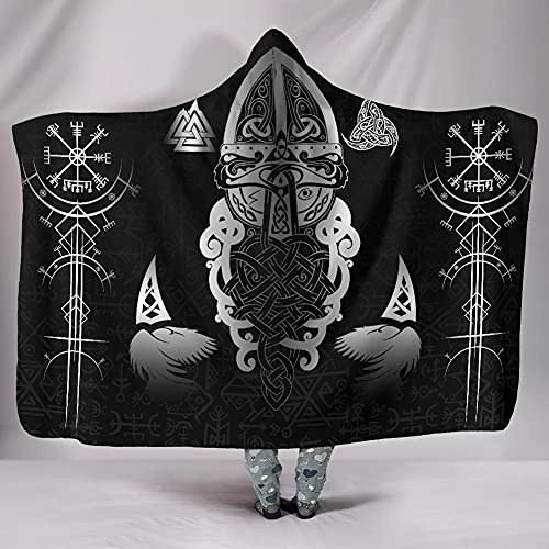 Couverture à capuche Viking Odin pull portable graphique noir 3D - 2