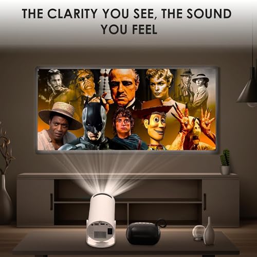 Image of Krisons Razor-003 Android 11.0 Smart Projector,1080P &4K Support, Rotatable Design, Auto & 4D Keystone with Netflix, Prime etc, WiFi 6 & BT, Screen Mirroring,720P Native, Free 10W Speaker (White)
