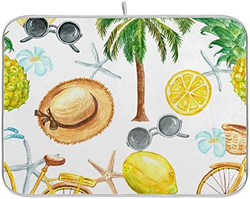 Summer Bicycle Sunglasses Dish Drying Mat 16"x18"