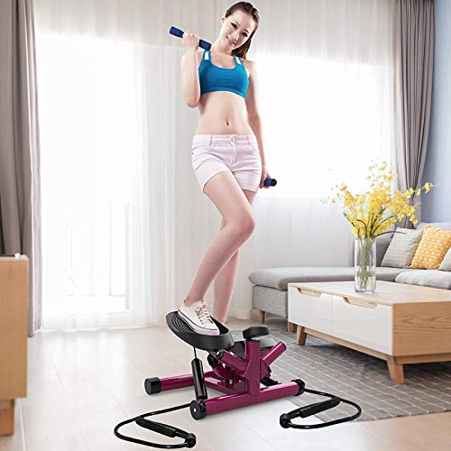 RAHYMA-Weiping-Portable-Twist-Stair-Stepper-Adjustable-Resistance-Twisting-Step-Fitness-Machine-with-Bands-and-LCD-MonitorPink