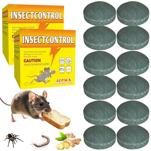 Rattengift Extra Stark für Mäuse Würmer Ameisen Kakerlaken Spinnen 12 Stück Mäusegift Extra Stark Giftköder Ratten Mäuse Portionsköder für Innen Außen Garten Küche Schrank Garage (2Box-24Stück)