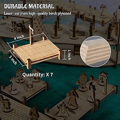 Modular Bridge, Dock, Walkway Basic Set 7PCS Wood Laser Cut Dungeon Terrain for D&D, Pathfinder, Dungeons & Dragons and Other Tabletop RPG