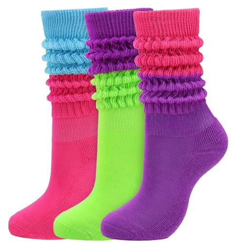 Image of Forwe 3 Pairs Slouch Socks for Women Size 9-11 Soft Extra Long Scrunch Knee High Boot Socks