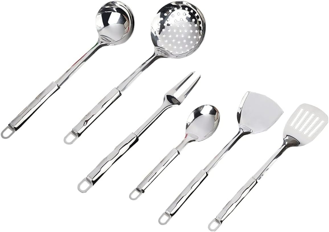 Stainless-Steel Kitchen Utensil Set - 6 Piece, Stainless Steel Kitchen Tool Set with Stand,Cooking Utensils,Kitchen Utensils