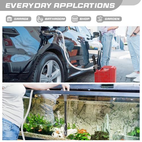 Image of Portable Transfer Pump Battery Operated Electric Siphon Pump for Gas, Fuel, Diesel, Water Transfer 2.4 GPM Flow Oil Extractor, 47 Inches Hose-Easy to Use Hand Fuel Pump, Multi-Use Transfer Pump(Grey)