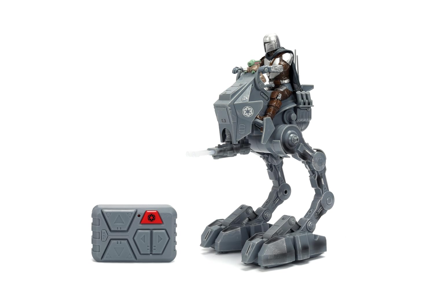 Jada Star Wars AT-RT Walker Teledirigido 29 cm, Robot con Luz y Sonido, 3 Velocidades, con Mandaloriano y Grogu Integrados, Juguete +6 Años (9336975314R00)