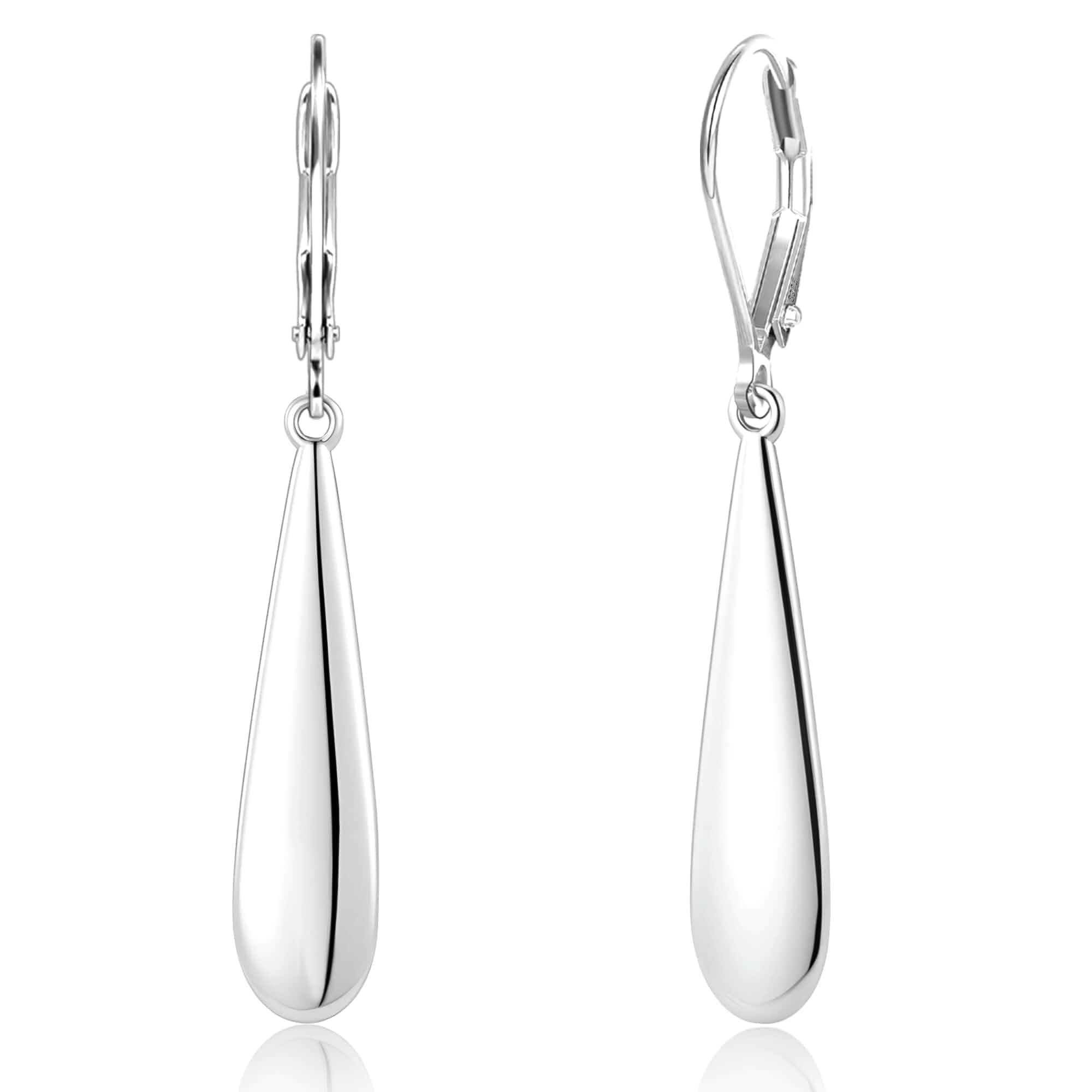 BOUTIQUELOVIN Long Teardrop Dangle Earrings for Women Drop Earrings 14K Gold Plated Dangling Leverback Earrings Silver Hypoallergenic Dangly Earings Trendy Daily Everyday Wear Jewelry Gifts
