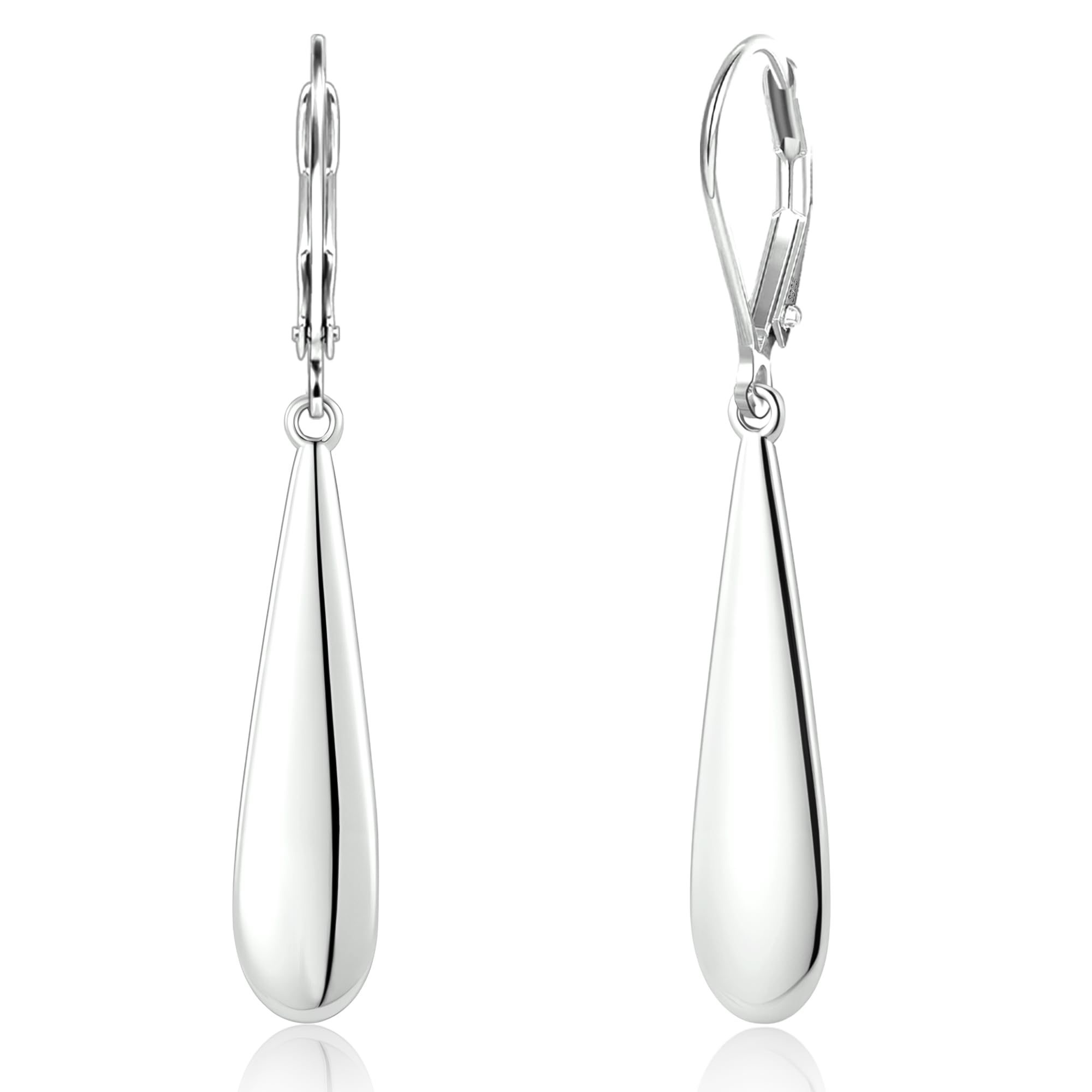 BOUTIQUELOVIN925 Sterling Silver Long Teardrop Dangle Earrings for Women Hypoallergenic Drop Leverback Earrings Trendy Silver Long Teardrop Dangle Earings for Jewelry Gifts