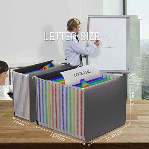 Expanding Hanging File Folders Letter Size,13 Innovative 1.5" Accordion Pockets For Filing Cabinet, Desk Organizers And Accessories Durable Than Paper Hanging Folders, Multi-Color Tabs,Large Capacity #TOP5