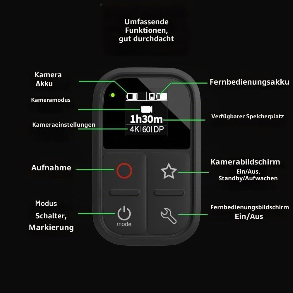 Wasserdichte Bluetooth-Fernbedienung, kompakter kabelloser Auslöser für Insta-360 X5, X4, X3, GO3S ForAcePro2 Action-Kameras