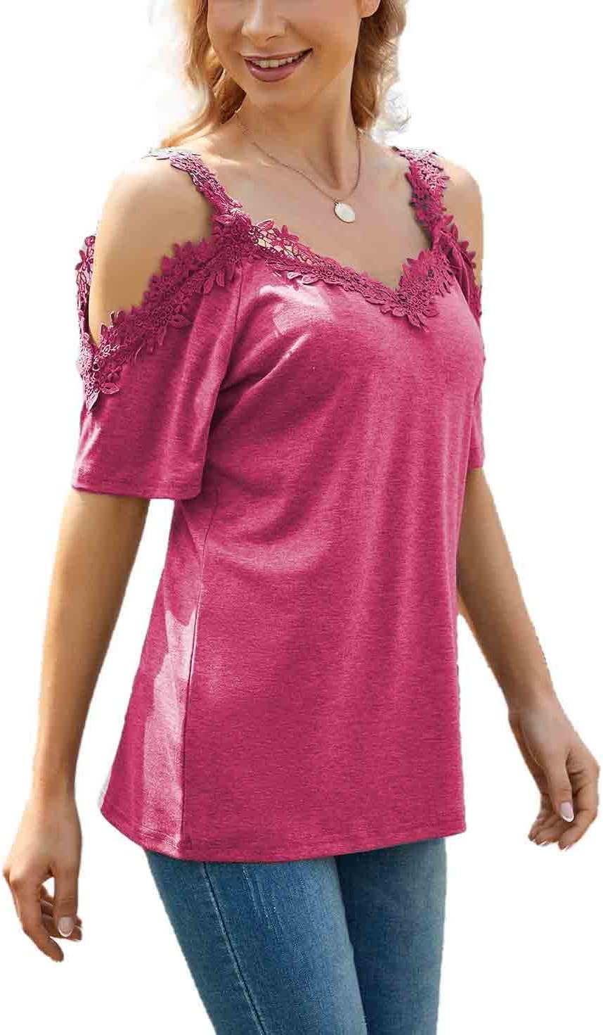 KKG Womens Sexy Cold Shoulder Tops, Casual Off Shoulder Open Shoulder Shirts - Image 4