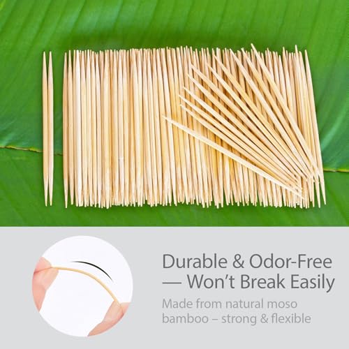 Bamboo Toothpicks – 1000 Count Natural Wooden Tooth Picks – Durable, Smooth & Eco-Friendly Disposable Toothpicks for Home or Party