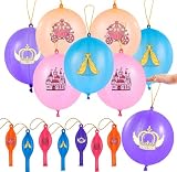 24 Pcs Princess Party Punch Balloons for Kids, Princess Party Favor Supplies, Assorted Color Design Punch Balloons for School Classroom
