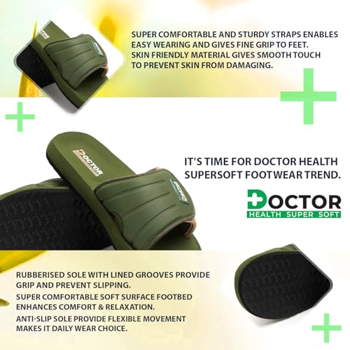 Image of DOCTOR HEALTH SUPER SOFT Men's Casual Slide Slippers | Soft Cushioned EVA Comfort Sandals | Lightweight Anti-Slip Open Toe Slides for Indoor Outdoor Everyday Wear
