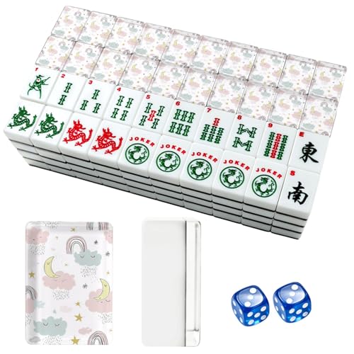Juego de Mahjong Americano con 166 fichas acrílicas y bolsa miniatura 1