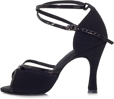 JUODVMP Dames Meisjes Peep Toe Cross Strap Satijn Bloemen Dansschoenen Salsa Tango Latijn Moderne Bruiloft Ballroom, Model UKYCL255, Ycl255 Geel 8 5cm 5059, 39.5 EU