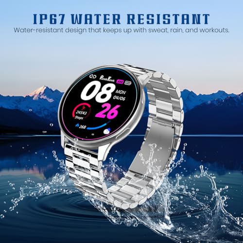 Image of PunnkFunnk Active 5 Smart Watch with 1.3 inch AMOLED HD Display | Bluetooth Calling, AI Voice Assistant, 100+ Sports Modes, Heart Rate & SPO₂ Tracking, IP68 Waterproof for Men & Women- (Metal Silver)