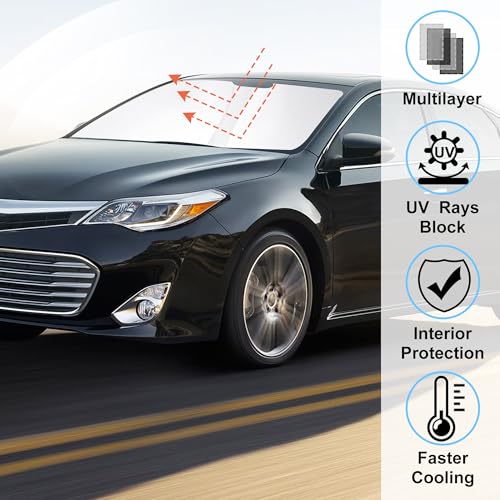 Image of Windshield Sun Shade Custom Fit for 2013-2018 Toyota Avalon Accessories Foldable Sunshade Sun Blocker Protect Car from Sun Rays & Heat Damage Keep Car Cooler